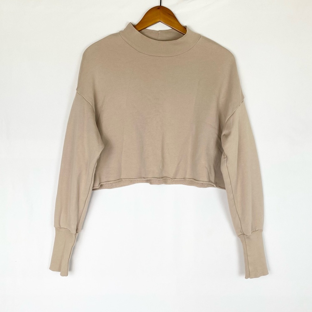 NSF‎ Rio Cropped Mock Neck Sweatshirt in Bisquit Size Small Cotton